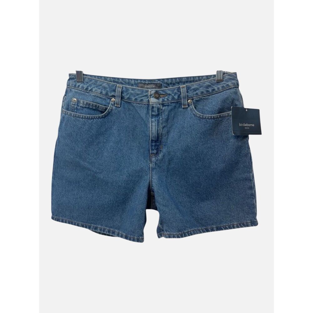 Liz Claiborne Petite High Rise Denim Shorts Medium Wash 100% Cotton NWT Size 12P